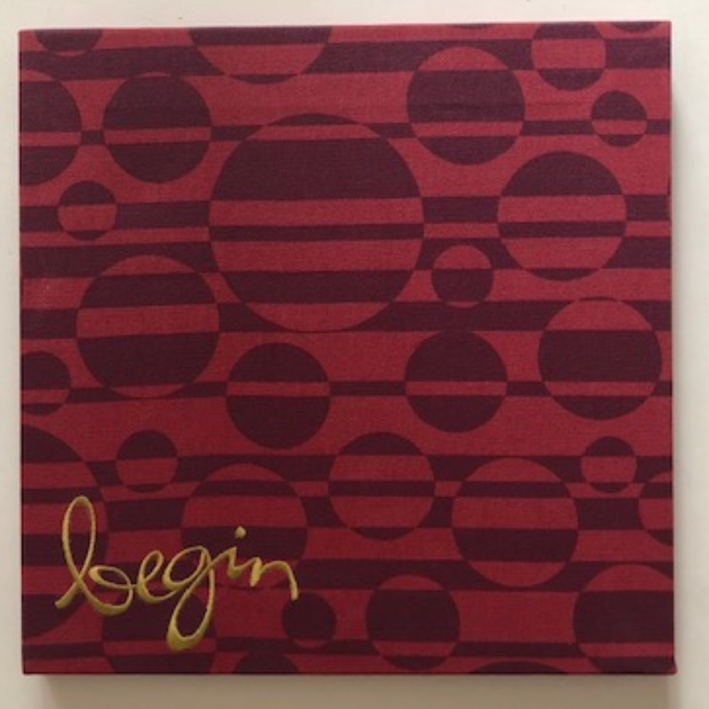Canvas wall art. Embroidered "Begin". Wall decor.